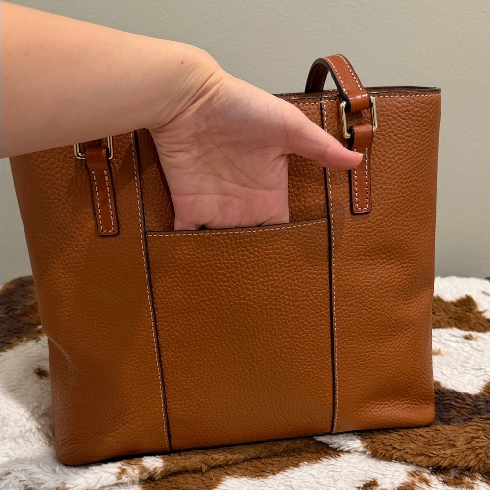 Dooney & Bourke French Caramel Lexington Pebble Grain Leather Tote Bag/ Like New - Picture 6 of 16